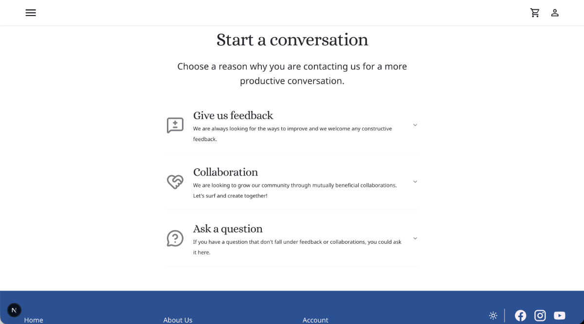 Context-aware contact forms tailored to user intent.