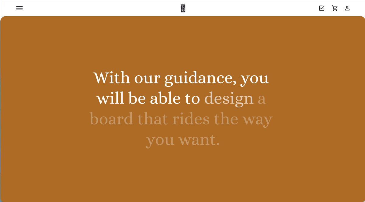 Mission statement revealed through scroll-based highlight.